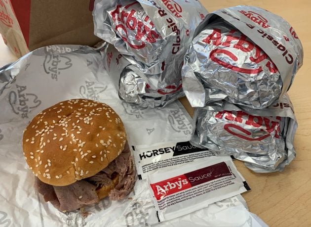 Five Arby's Sandwiches